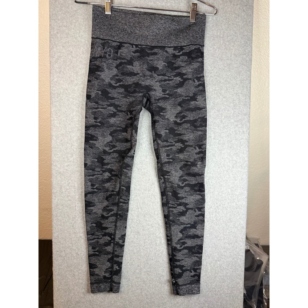 Gymshark Womens Camo Seamless High Waisted Leggings Grey Black Camouflage